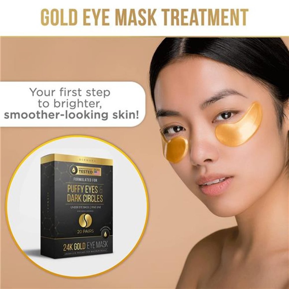 24K Gold Eye Mask– 20 Pairs - Puffy Eyes and Dark Circles Treatments